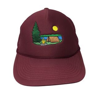 Luna Basics Snapback Trucker Hat Red OS Adjustable Embroidered Mesh Back Rope